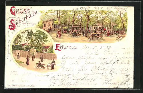 Lithographie Erfurt, Gasthaus Silberhütte am Steiger