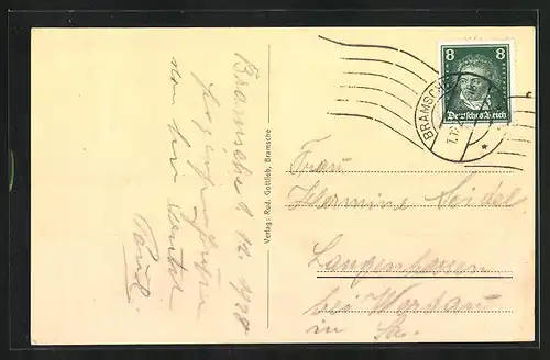 AK Bramsche, Gasthof zum deutschen Hause, Grosse- und Münsterstrasse