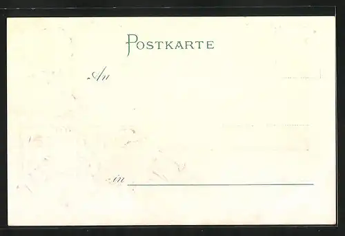Passepartout-Lithographie Freiburg i. B., Totalansicht mit Münster, Wappen