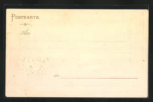 Passepartout-Lithographie Karlsruhe, Schlosspark aus der Vogelschau, Wappen