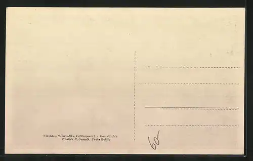 AK Trhanov, Ortsansicht mit Gebäuden und Kirche