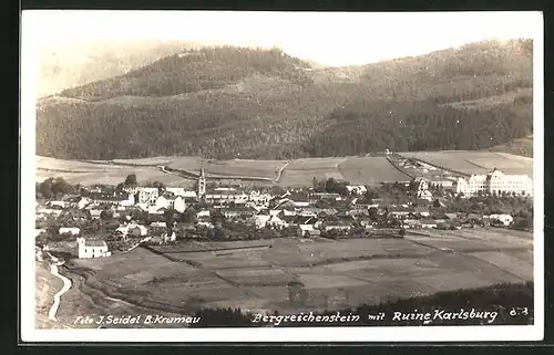AK Bergreichenstein, Panorama mit Ruine Karlsburg