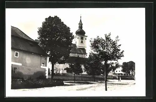 AK Klencí pod Cerchovem, Kostel, Blick auf Kirchturm