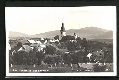 AK Ober-Neuern /Böhmerwald, Totalansicht mit Kirche