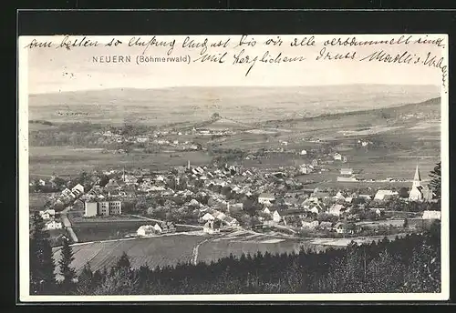 AK Neuern /Böhmerwald, Gesamtansicht mit Kirche aus der Vogelschau