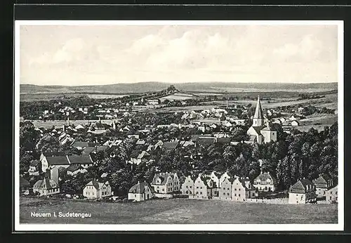 AK Neuern i. Sudetengau, Panorama mit Kirche