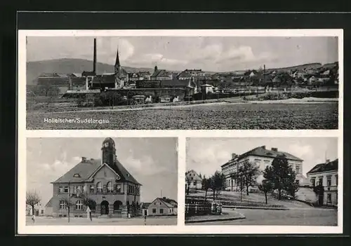 AK Holleischen /Sudetengau, Teilansicht, Gebäudeansicht, Ortspartie