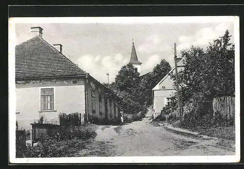 AK Patschiw, Strassenpartie mit Kirche