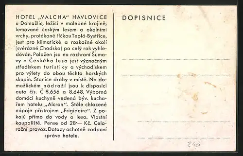 AK Havlovice, Hotel Valcha