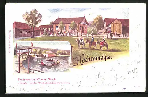 AK Hochramalpe, Restarant Wenzel Wech und Schiesstätte, Uferpartie mit Booten