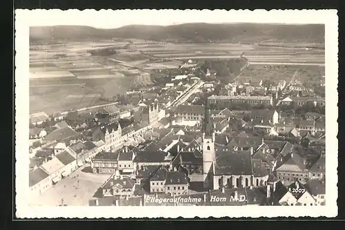 AK Horn /N.-D., Teilansicht mit Kirche, Fliegeraufnahme