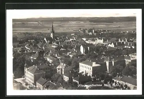 AK Horn, Teilansicht mit Kirche, Fliegeraufnahme