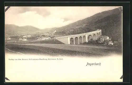 AK Payerbach, Panorama mit Eisenbahnbrücke