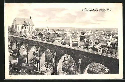 AK Mödlingen, Totalansicht mit Kirche und Viadukt