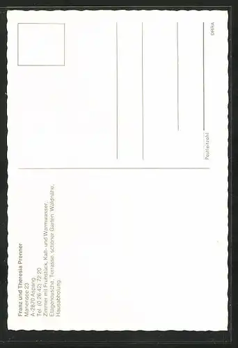 AK Aspang, Hotel von Franz u. Theresia Prenner, Mariensee 23