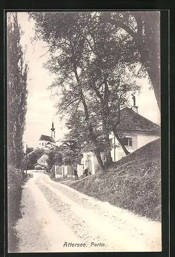 AK Atternsee, Strassenpartie mit Blick auf Ortskirche