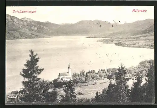AK Attersee /Salzkammergut, Uferpartie mit Kirche