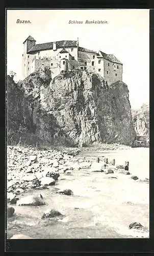 AK Bozen, Küstenblick auf das Schloss Runkelstein