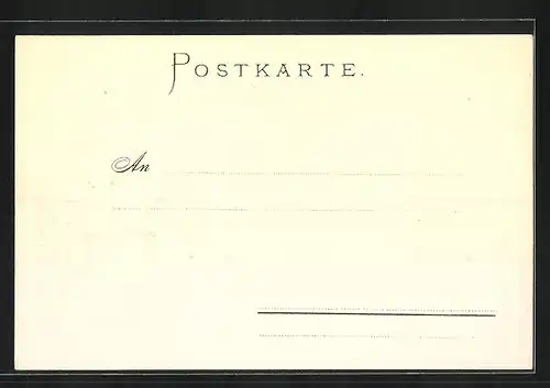 Passepartout-Lithographie Donauwörth, Ortspartie am Fluss, Wappen