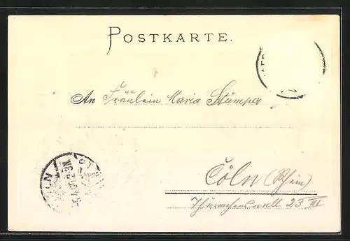 Passepartout-Lithographie Aschaffenburg, Blick in die Luitpoldstrasse, Wappen