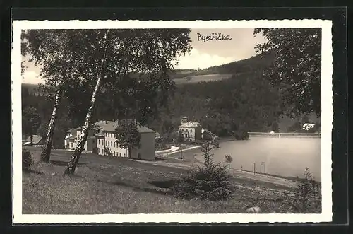 AK Klein-Bistritz /Bystricka, Hotel Klenov am Ufer eines Sees