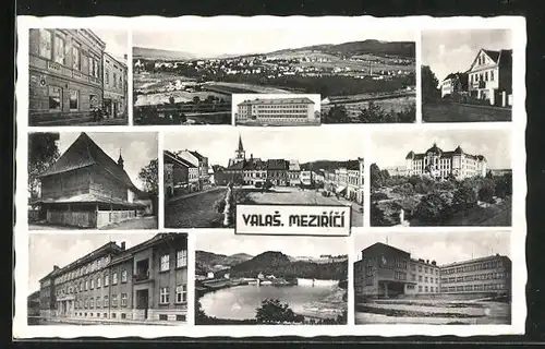 AK Valas. Mezirící, Radnice, Namesti, Panorama