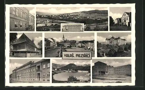 AK Valasské Mezirící, Zamek, Namesti, Panorama