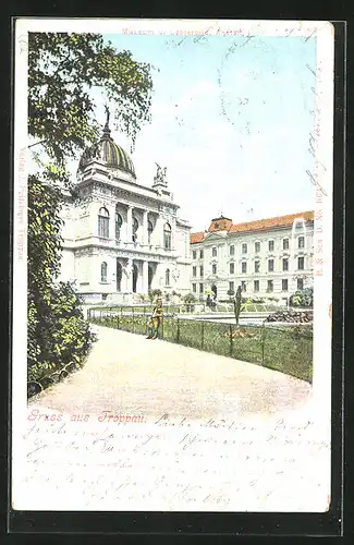 AK Troppau, Franz Josef Museum und Lehrerbild. Anstalt