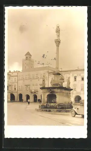 AK Neutitschein, Rathaus und Mariensäule