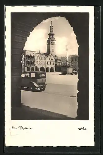 AK Neutitschein, Masarykplatz mit Kirche