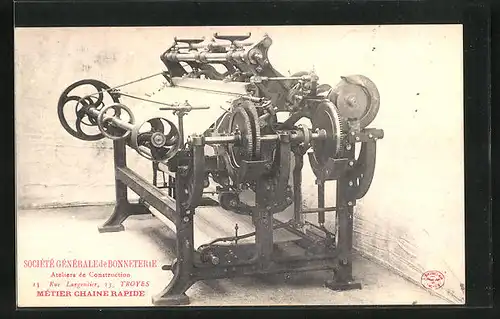 AK Troyes, Société Générale de Bonneterie, 13, Rue Largentier, Métier Chaine Rapide, Reklame