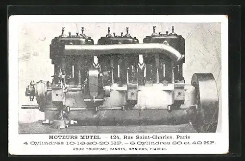 AK Paris, Moteurs Mutel, 124, Rue Saint-Charles, Reklame