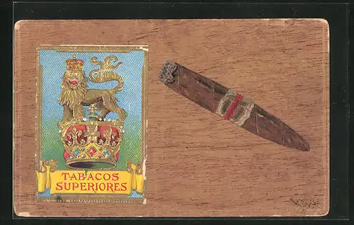 Präge-AK Tabacos Superiores, Löwe auf Krone & Zigarre