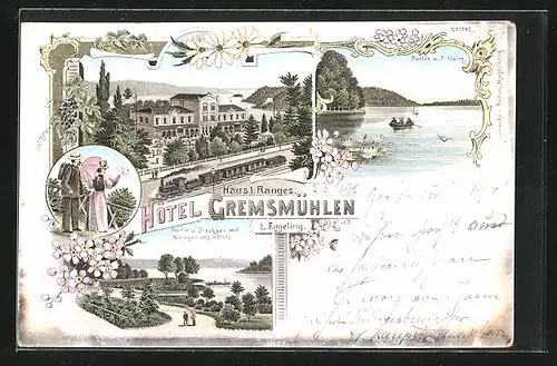 Lithographie Gremsmühlen, Hotel von L. Eggeling