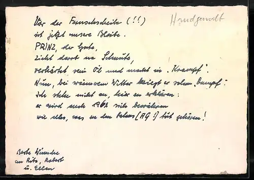 Handzeichnung Matrose mit Katze, 1962