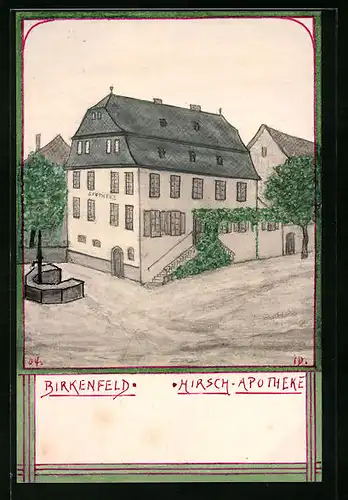 Handzeichnung Birkenfeld, Hirsch-Apotheke