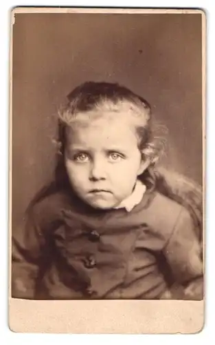 Fotografie F. Grosser, Bernstadt, Portrait niedliches Mädchen schaut verängstig in die Kamera
