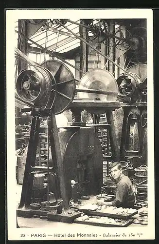 AK Paris, Hotel des Monnaies, Balancier de 150 mm