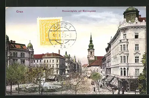 AK Graz, Bismarckplatz mit Herrengasse