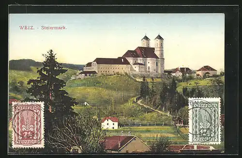 AK Weiz, Panorama mit Kirche
