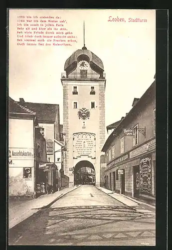AK Leoben, Strasse am Stadtturm