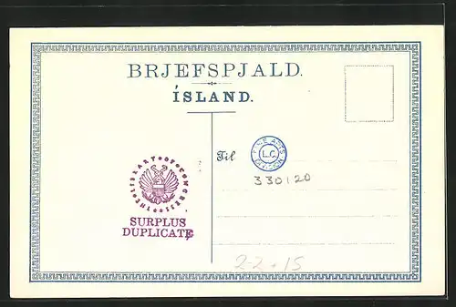 AK Briefmarken aus Island, Wappen