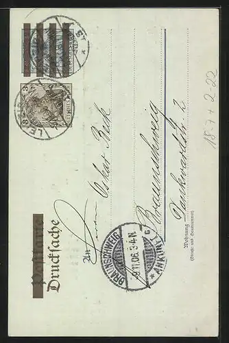 AK Leipzig, Gebrüder Senf, Katalogankündigung 1907, Postgeschichte, Ganzsache