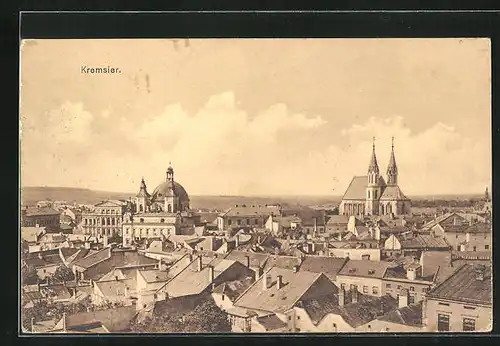 AK Kremsier /Kroméríz, Panorama von den Dächern der Stadt
