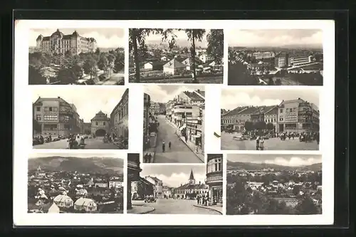 AK Valasske Mezirici, Gebäudeansicht, Strassenpartie mit Geschäften, Ortspartie