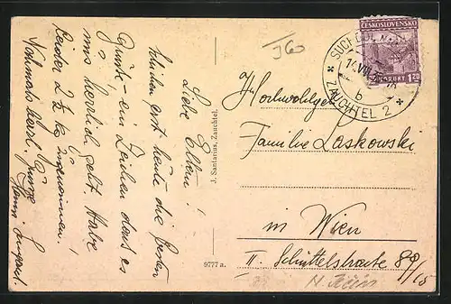 AK Zauchtel, Teilansicht mit Strassenpartie