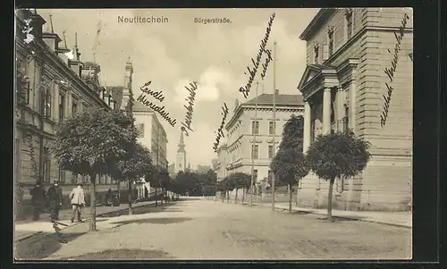 AK Neutitschein, Bürgerstrasse im Sonnenschein