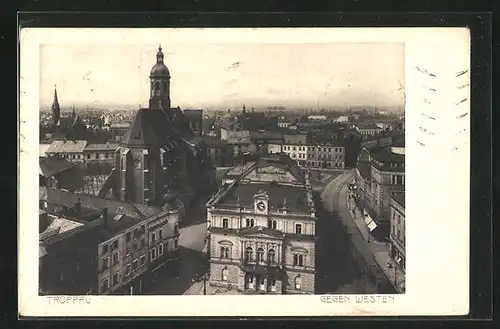 AK Troppau /Opava, Troppau /Opava, Stadtblick gen Westen aus der Vogelschau