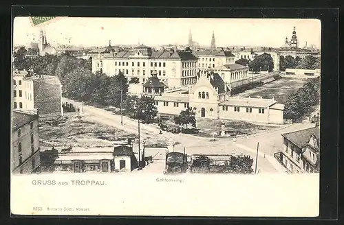 AK Troppau /Opava, Schlossring aus der Vogelschau