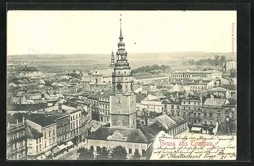 AK Troppau /Opava, Blick auf Stadtturm aus der Vogelschau